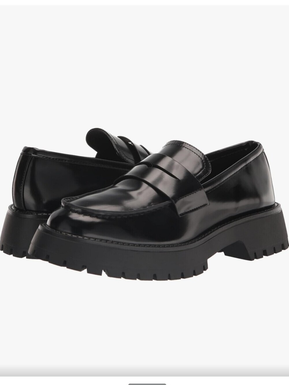 Madden Girl Heaathr Patent Lug Sole Loafers Womens Shoes Size 8 Black Platform